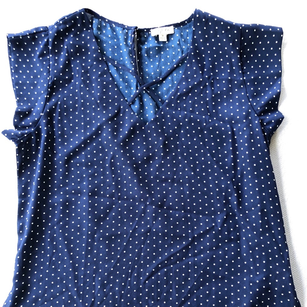 Navy blue polka dot blouse